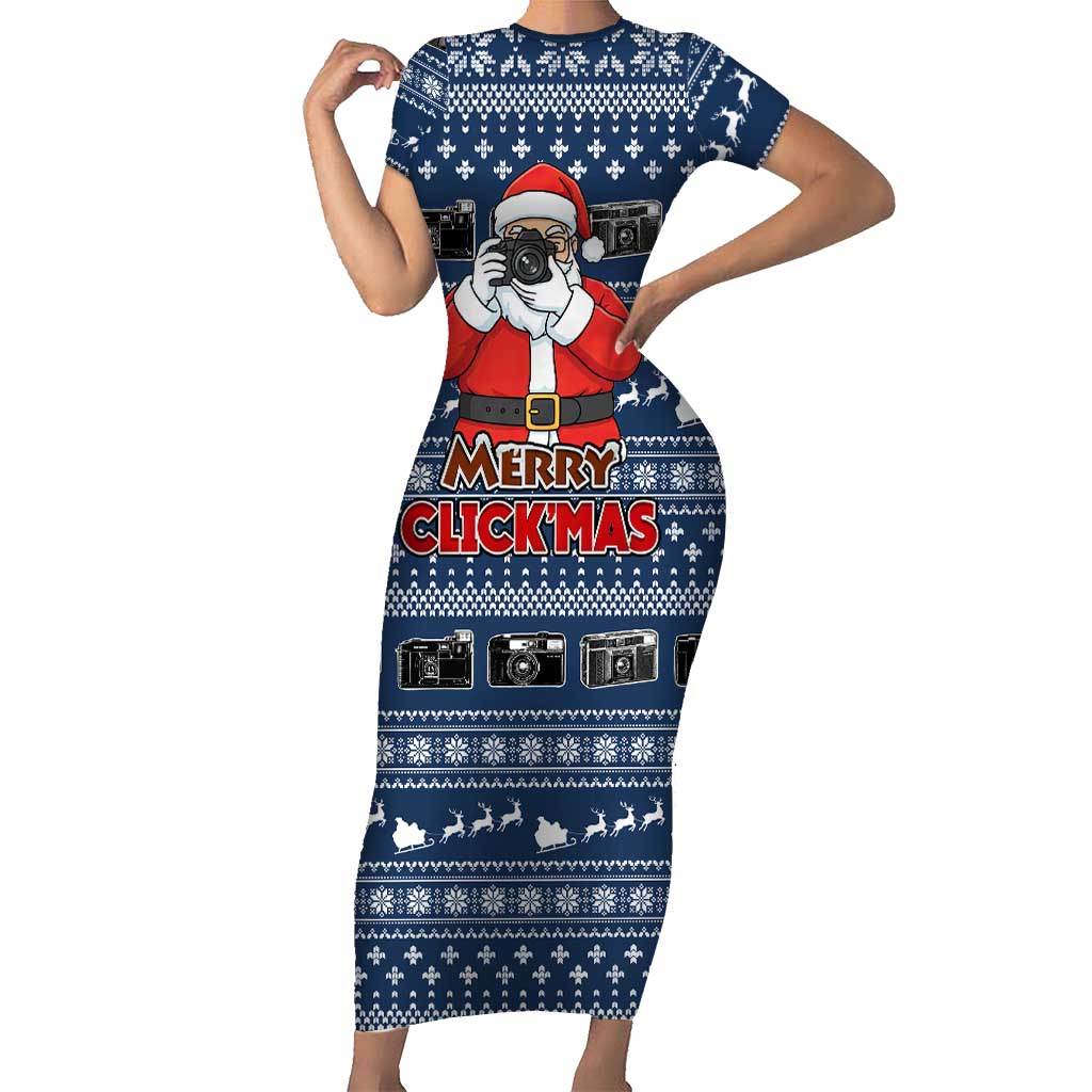 Merry Clickmas Christmas Short Sleeve Bodycon Dress Xmas Holiday Patterns - Wonder Print Shop