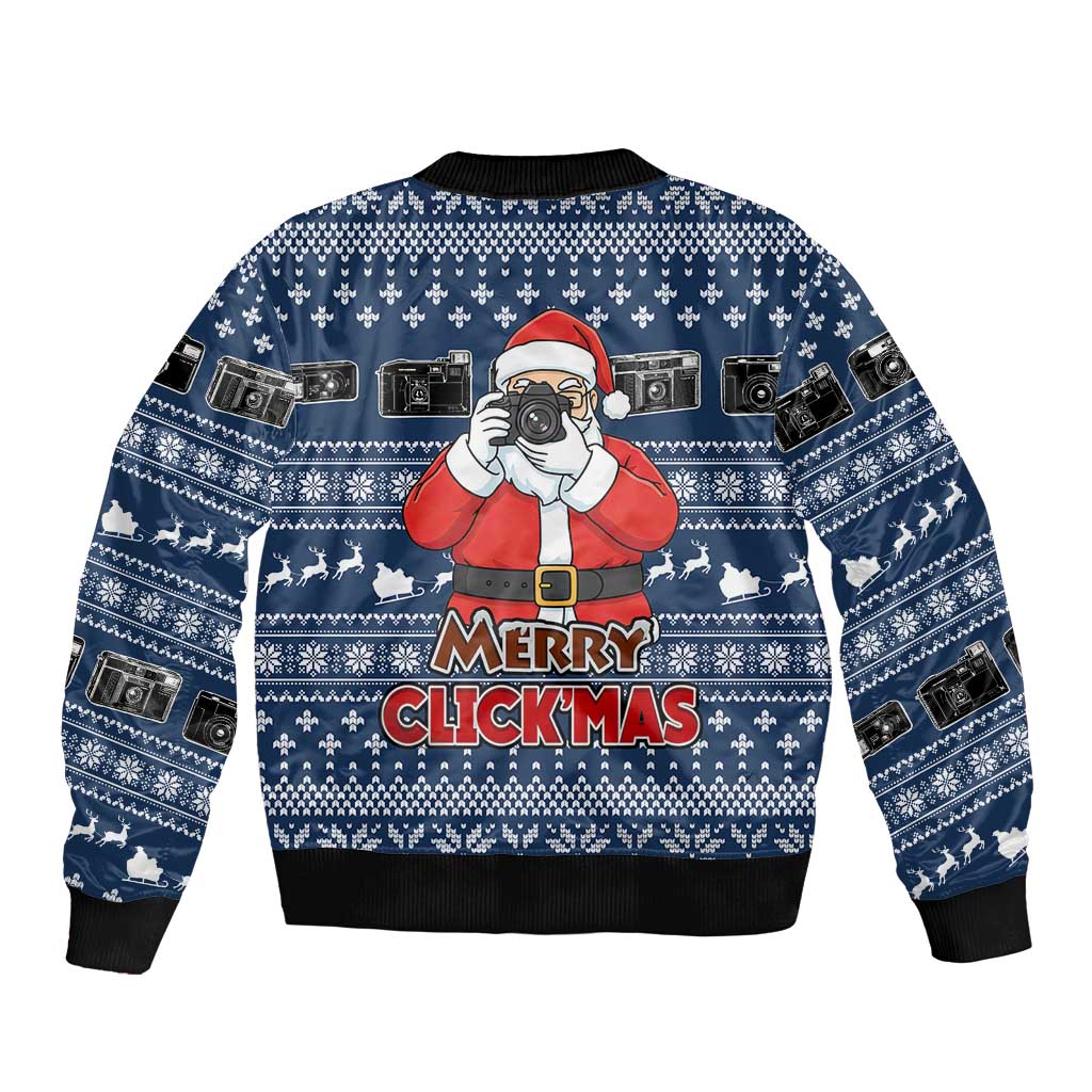 Merry Clickmas Christmas Sleeve Zip Bomber Jacket Xmas Holiday Patterns - Wonder Print Shop