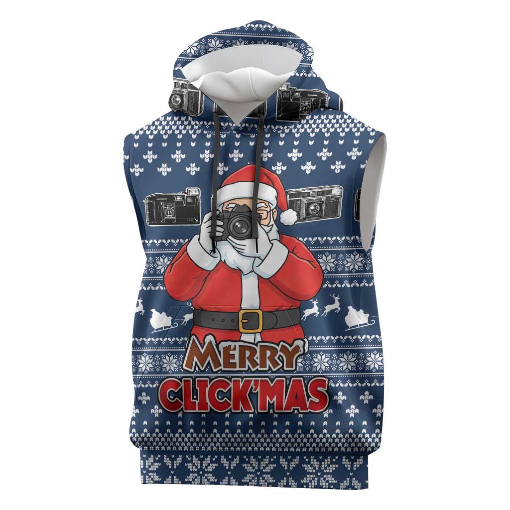 Merry Clickmas Christmas Sleeveless Hoodie Xmas Holiday Patterns - Wonder Print Shop