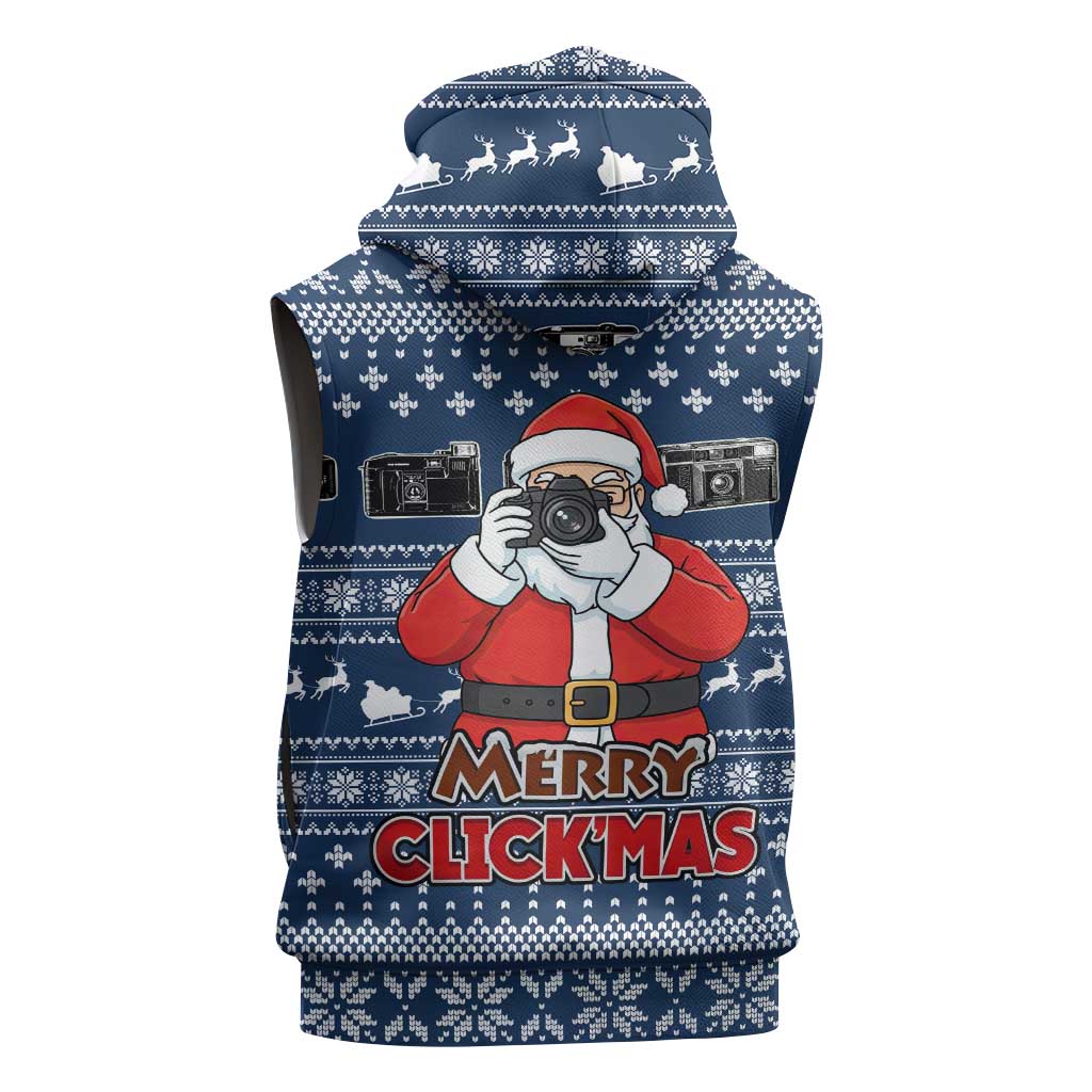 Merry Clickmas Christmas Sleeveless Hoodie Xmas Holiday Patterns - Wonder Print Shop
