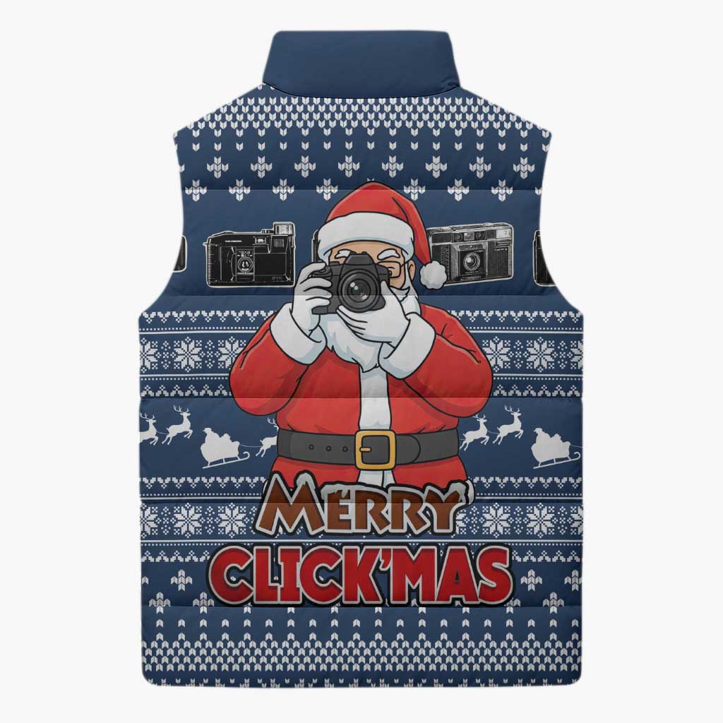 Merry Clickmas Christmas Sleeveless Puffer Jacket Xmas Holiday Patterns - Wonder Print Shop