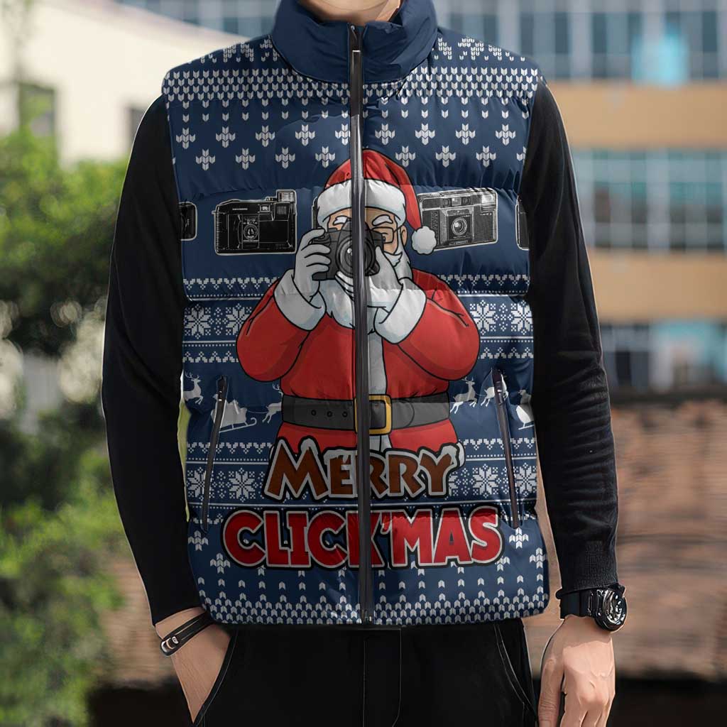 Merry Clickmas Christmas Sleeveless Puffer Jacket Xmas Holiday Patterns - Wonder Print Shop