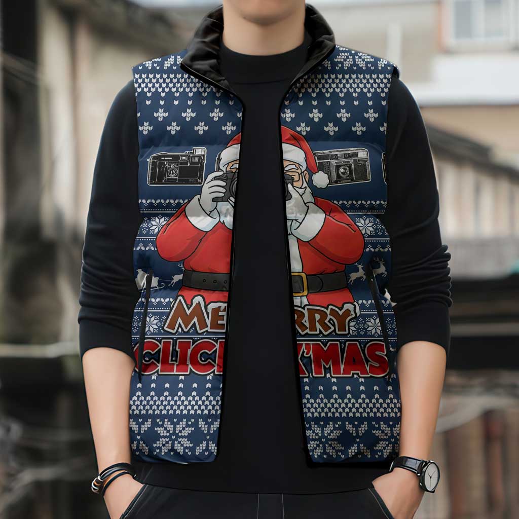 Merry Clickmas Christmas Sleeveless Puffer Jacket Xmas Holiday Patterns - Wonder Print Shop