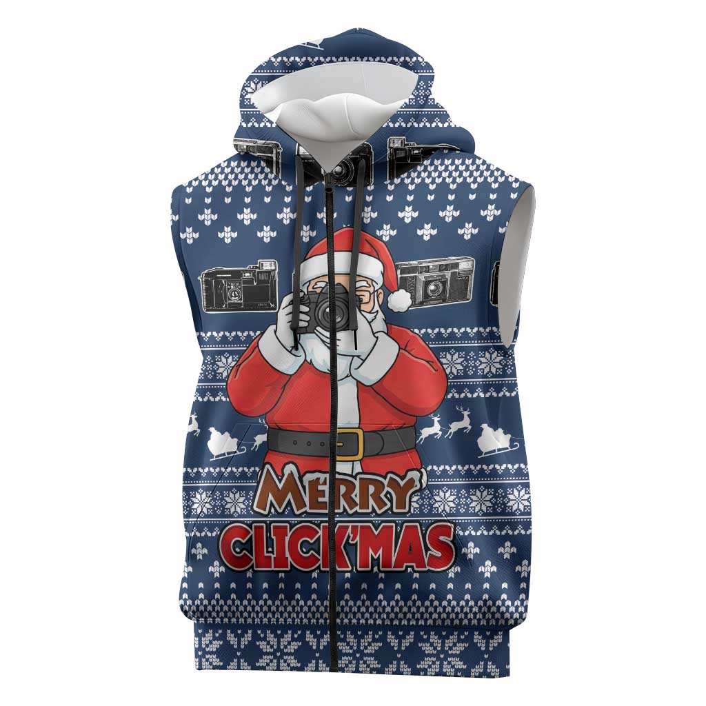 Merry Clickmas Christmas Sleeveless Zip Hoodie Xmas Holiday Patterns - Wonder Print Shop