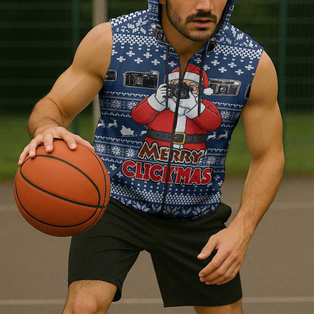 Merry Clickmas Christmas Sleeveless Zip Hoodie Xmas Holiday Patterns - Wonder Print Shop