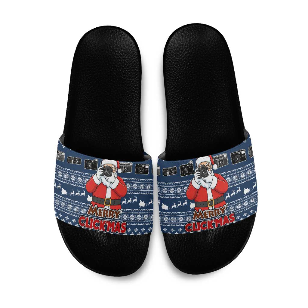 Merry Clickmas Christmas Slide Sandals Xmas Holiday Patterns - Wonder Print Shop