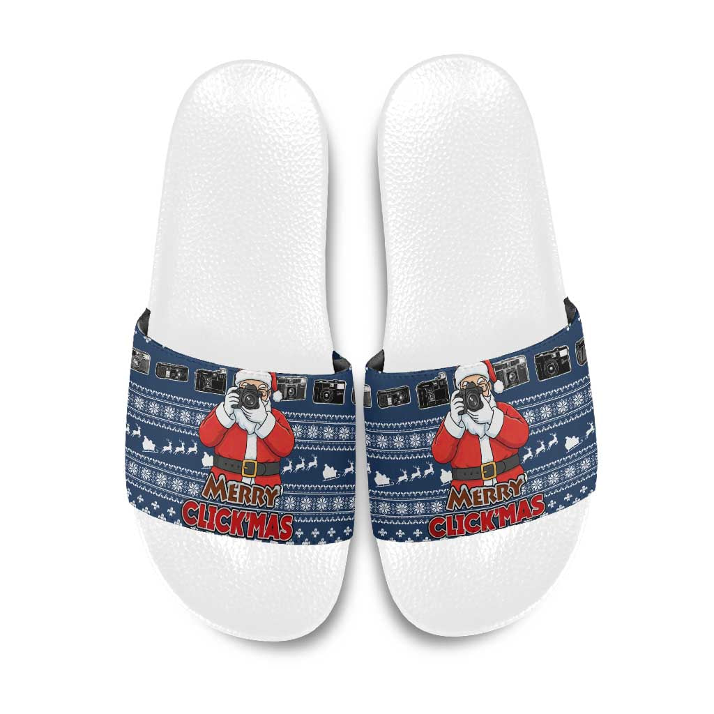 Merry Clickmas Christmas Slide Sandals Xmas Holiday Patterns - Wonder Print Shop