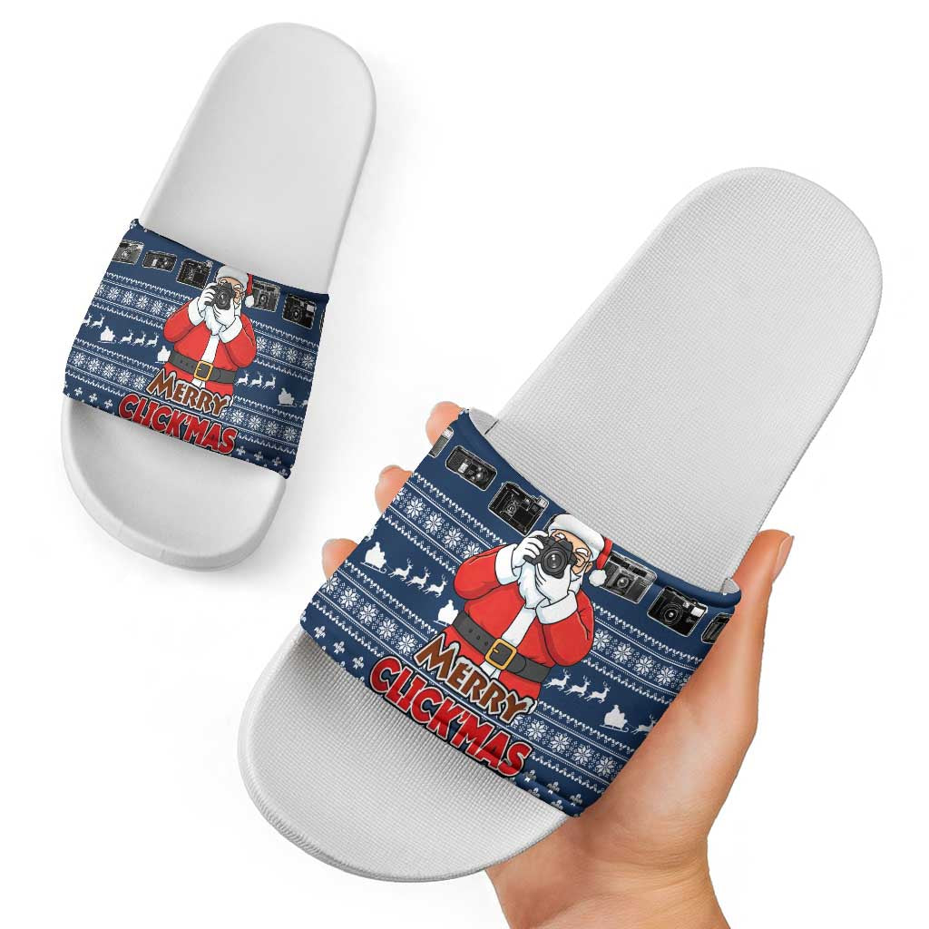Merry Clickmas Christmas Slide Sandals Xmas Holiday Patterns - Wonder Print Shop