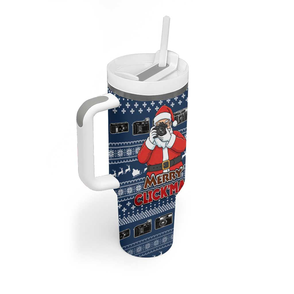 Merry Clickmas Christmas Tumbler With Handle Xmas Holiday Patterns - Wonder Print Shop