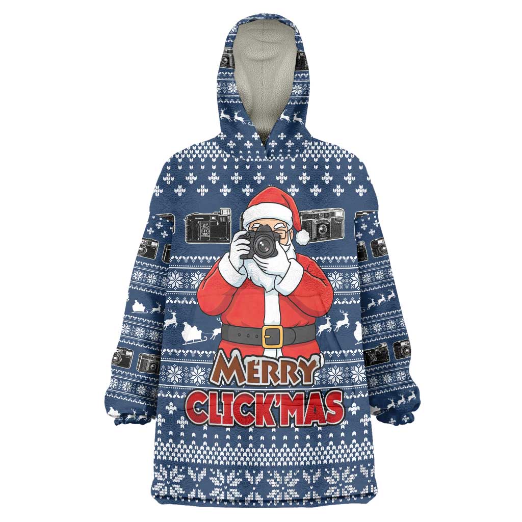 Merry Clickmas Christmas Wearable Blanket Hoodie Xmas Holiday Patterns - Wonder Print Shop