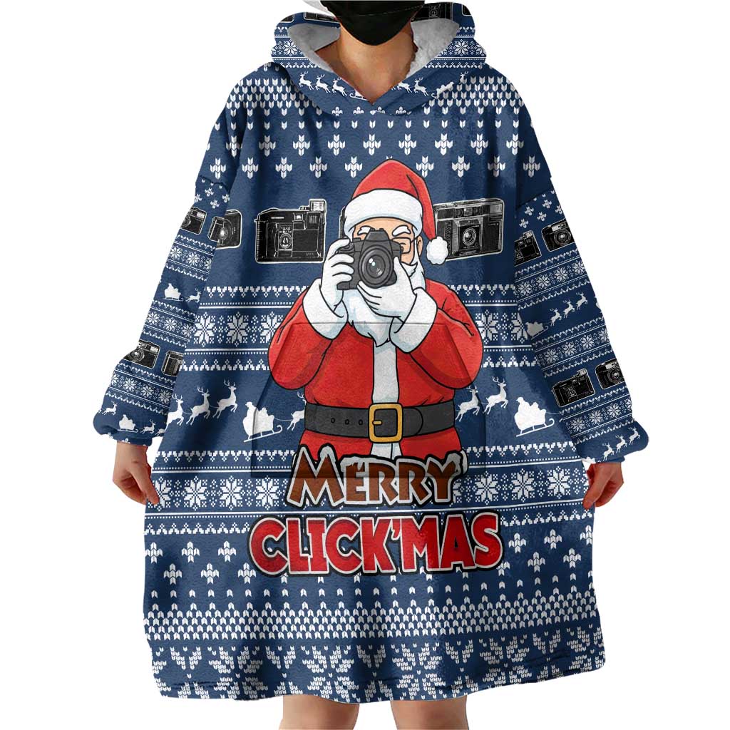 Merry Clickmas Christmas Wearable Blanket Hoodie Xmas Holiday Patterns - Wonder Print Shop