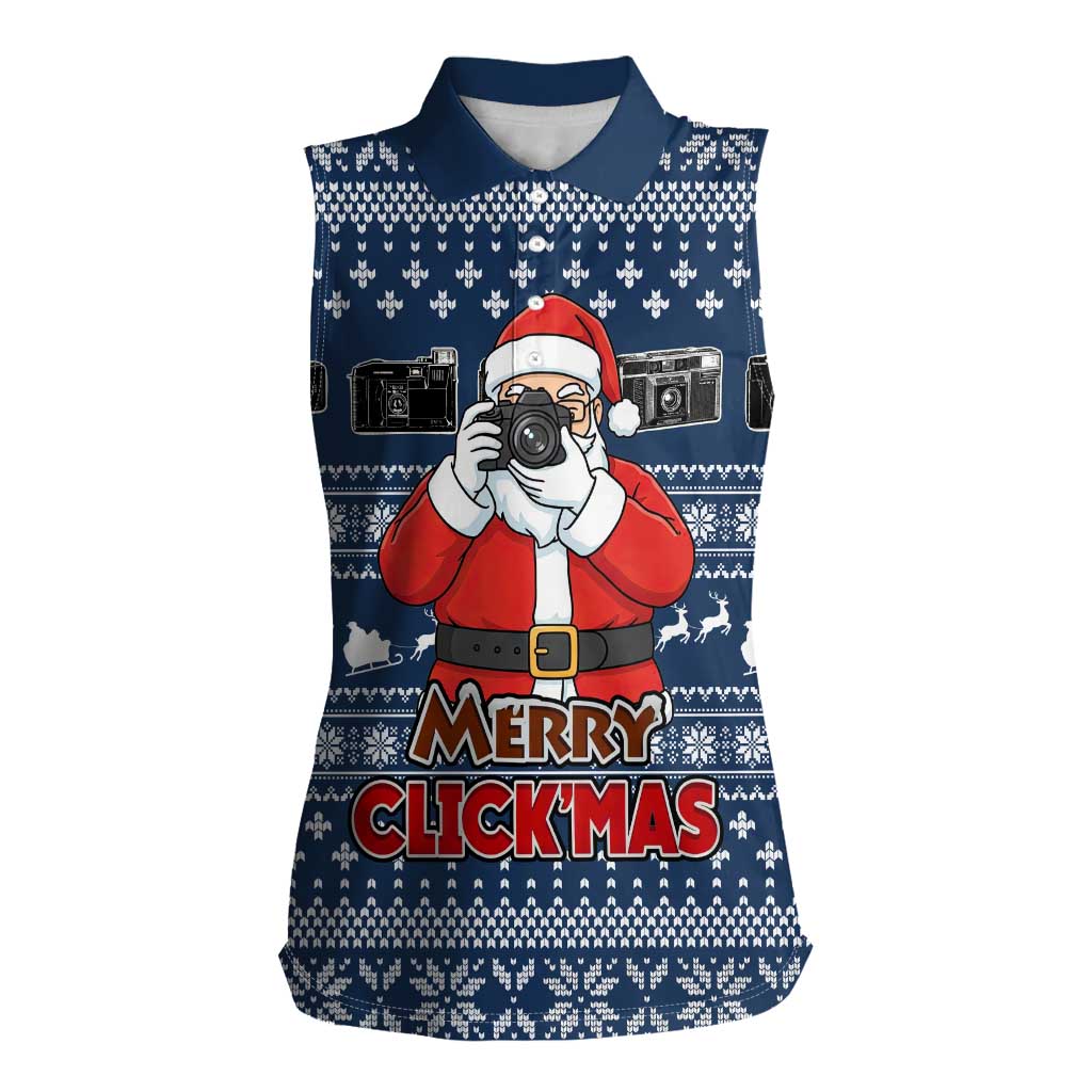 Merry Clickmas Christmas Women Sleeveless Polo Shirt Xmas Holiday Patterns - Wonder Print Shop