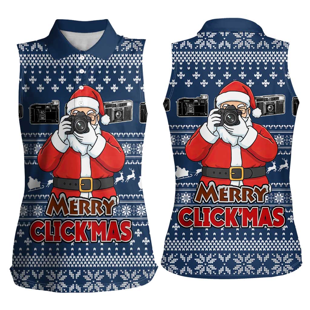 Merry Clickmas Christmas Women Sleeveless Polo Shirt Xmas Holiday Patterns - Wonder Print Shop