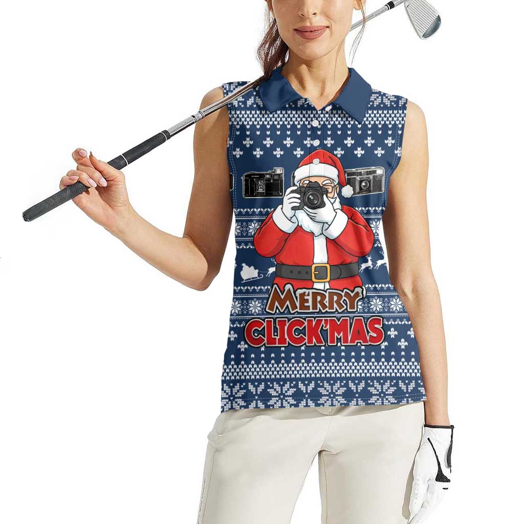 Merry Clickmas Christmas Women Sleeveless Polo Shirt Xmas Holiday Patterns - Wonder Print Shop