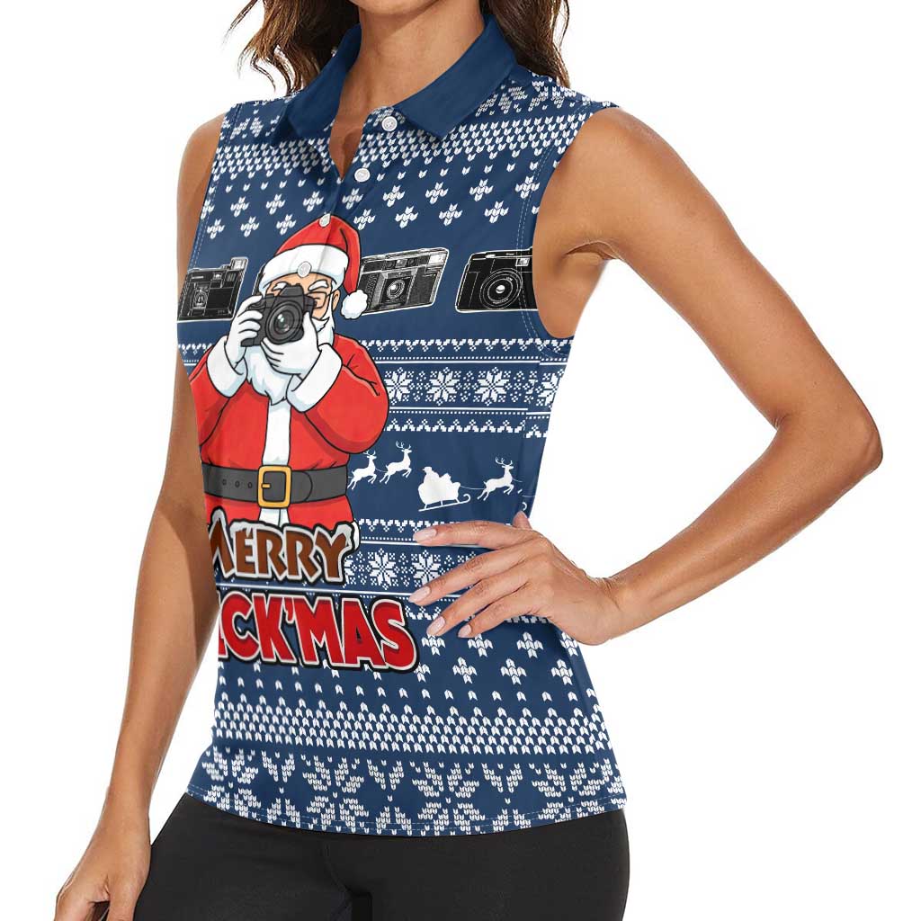 Merry Clickmas Christmas Women Sleeveless Polo Shirt Xmas Holiday Patterns - Wonder Print Shop