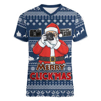 Merry Clickmas Christmas Women V-Neck T-Shirt Xmas Holiday Patterns - Wonder Print Shop