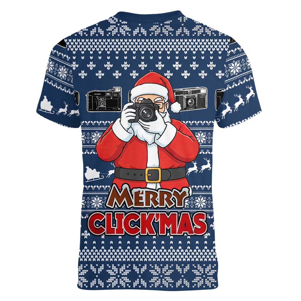 Merry Clickmas Christmas Women V-Neck T-Shirt Xmas Holiday Patterns - Wonder Print Shop