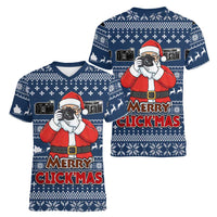 Merry Clickmas Christmas Women V-Neck T-Shirt Xmas Holiday Patterns - Wonder Print Shop