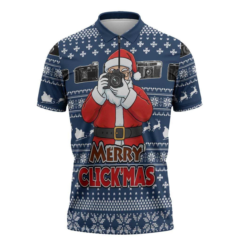 Merry Clickmas Christmas Zipper Polo Shirt Xmas Holiday Patterns - Wonder Print Shop
