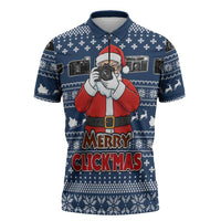 Merry Clickmas Christmas Zipper Polo Shirt Xmas Holiday Patterns - Wonder Print Shop