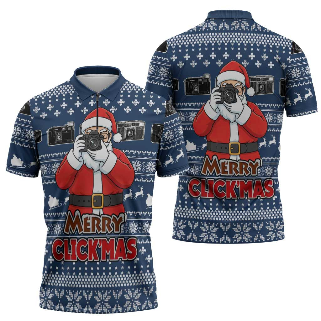 Merry Clickmas Christmas Zipper Polo Shirt Xmas Holiday Patterns - Wonder Print Shop