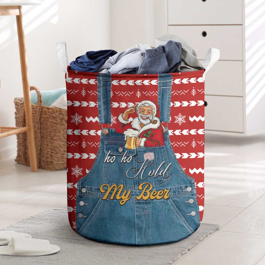 Ho Ho Hold My Beer Santa Christmas Design Laundry Basket Xmas Holiday Patterns - Wonder Print Shop