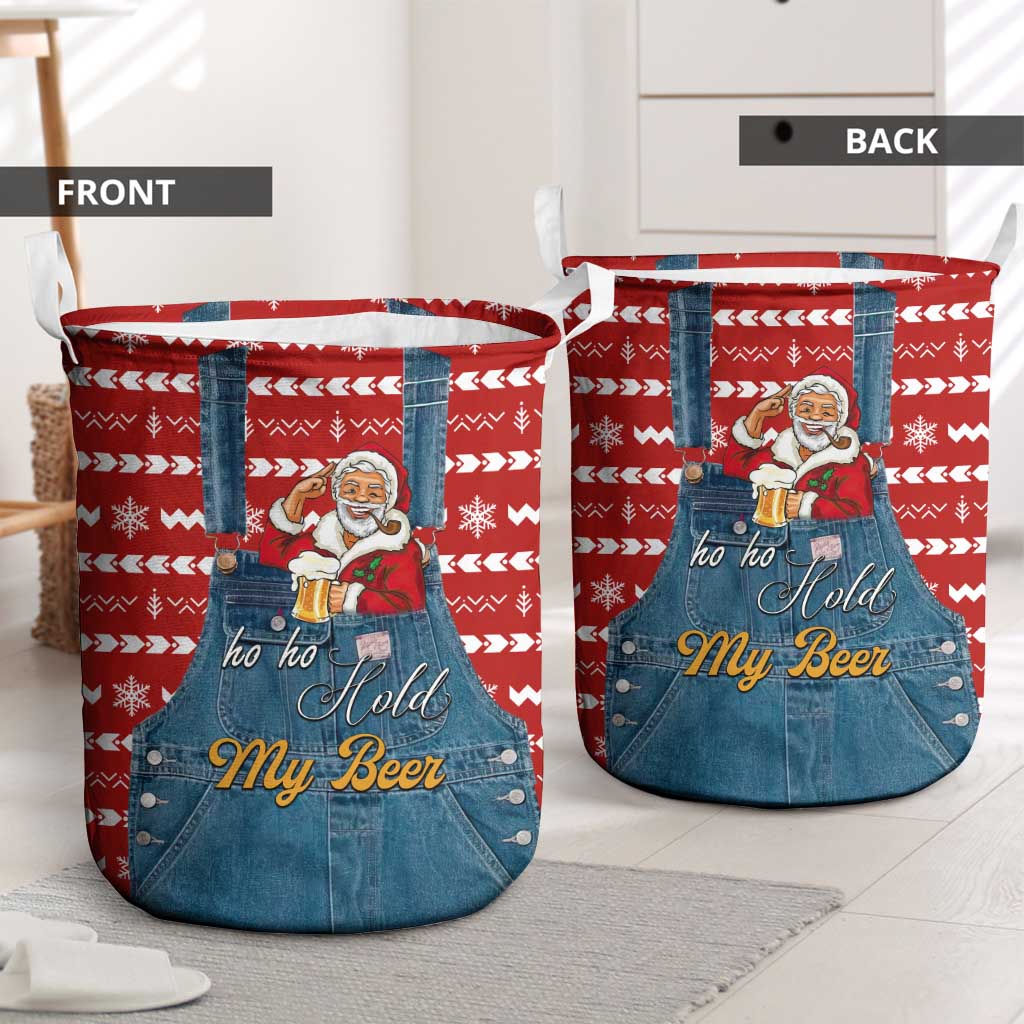 Ho Ho Hold My Beer Santa Christmas Design Laundry Basket Xmas Holiday Patterns - Wonder Print Shop