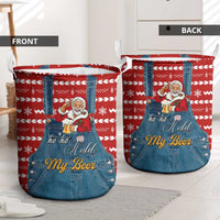 Ho Ho Hold My Beer Santa Christmas Design Laundry Basket Xmas Holiday Patterns - Wonder Print Shop