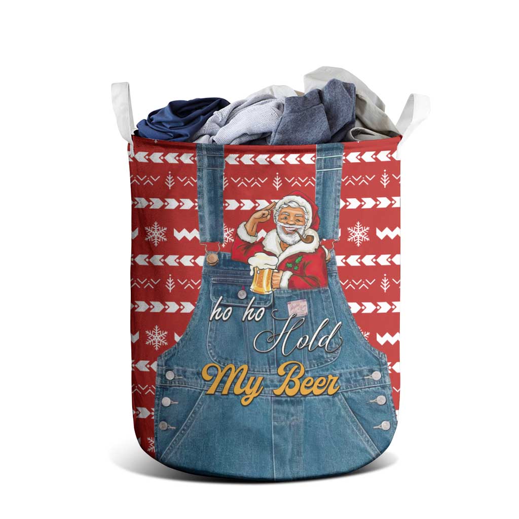 Ho Ho Hold My Beer Santa Christmas Design Laundry Basket Xmas Holiday Patterns - Wonder Print Shop