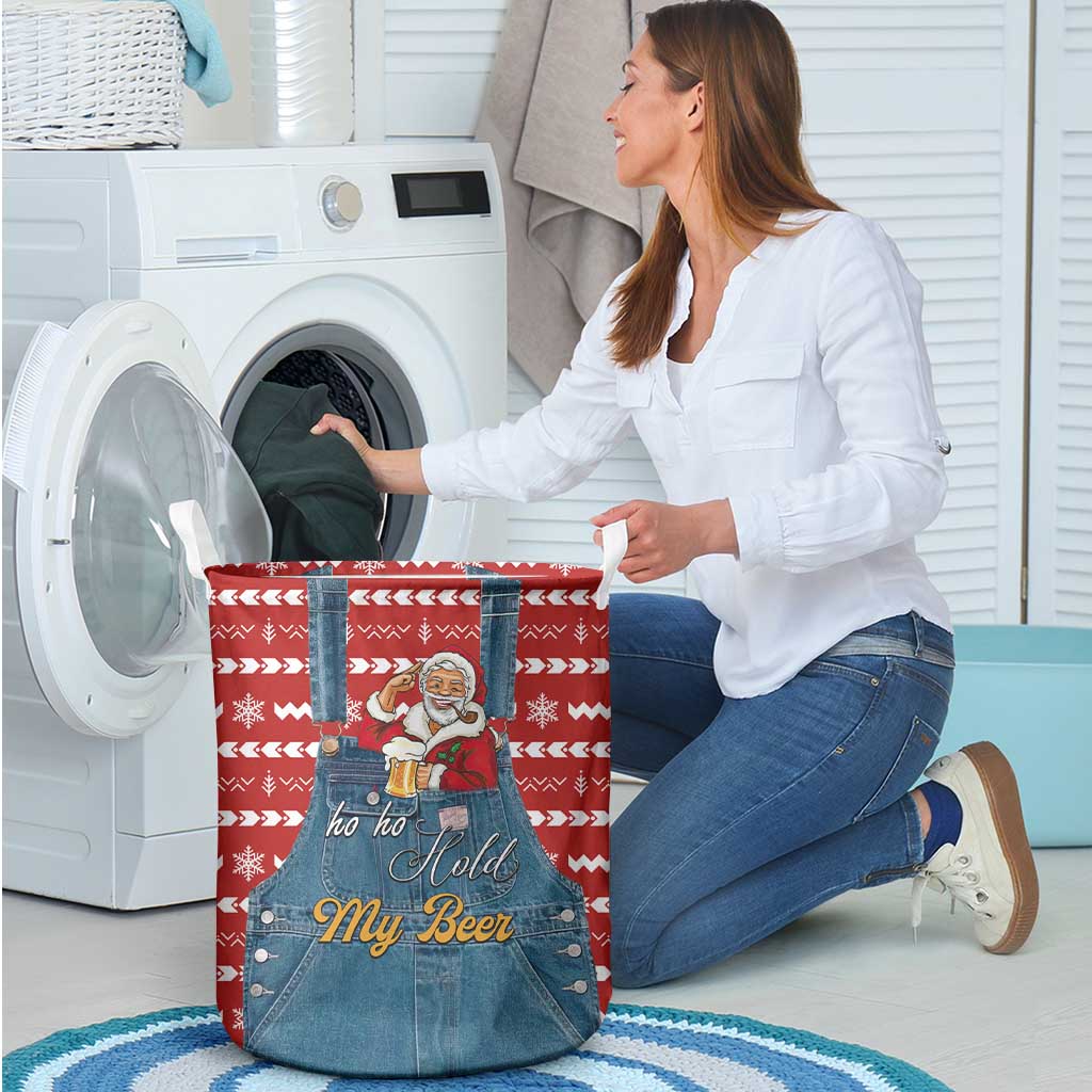 Ho Ho Hold My Beer Santa Christmas Design Laundry Basket Xmas Holiday Patterns - Wonder Print Shop