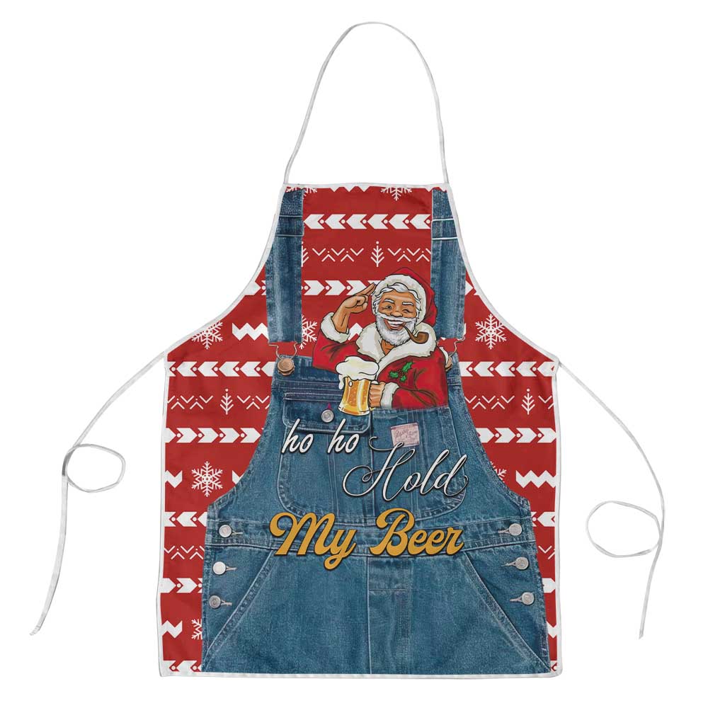 Ho Ho Hold My Beer Santa Christmas Design Apron Xmas Holiday Patterns - Wonder Print Shop