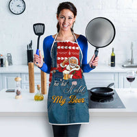 Ho Ho Hold My Beer Santa Christmas Design Apron Xmas Holiday Patterns - Wonder Print Shop