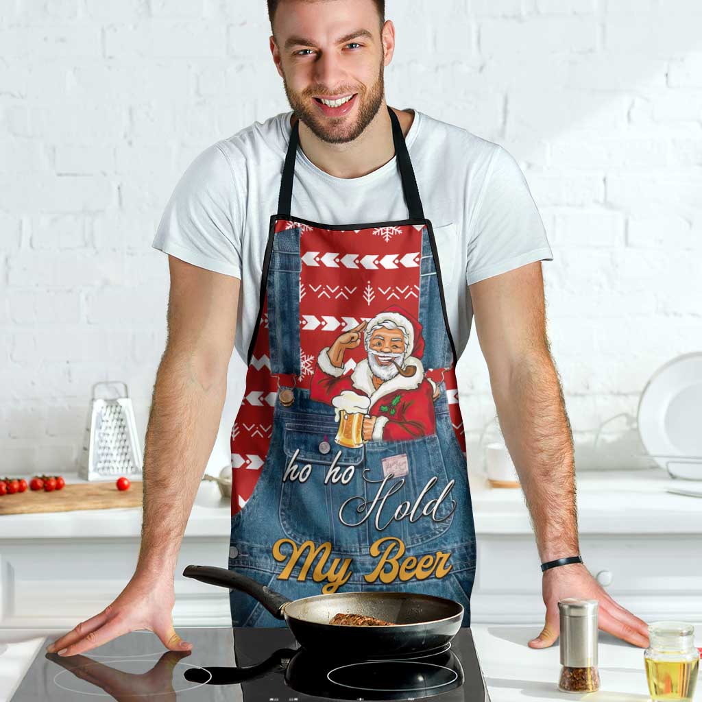 Ho Ho Hold My Beer Santa Christmas Design Apron Xmas Holiday Patterns - Wonder Print Shop