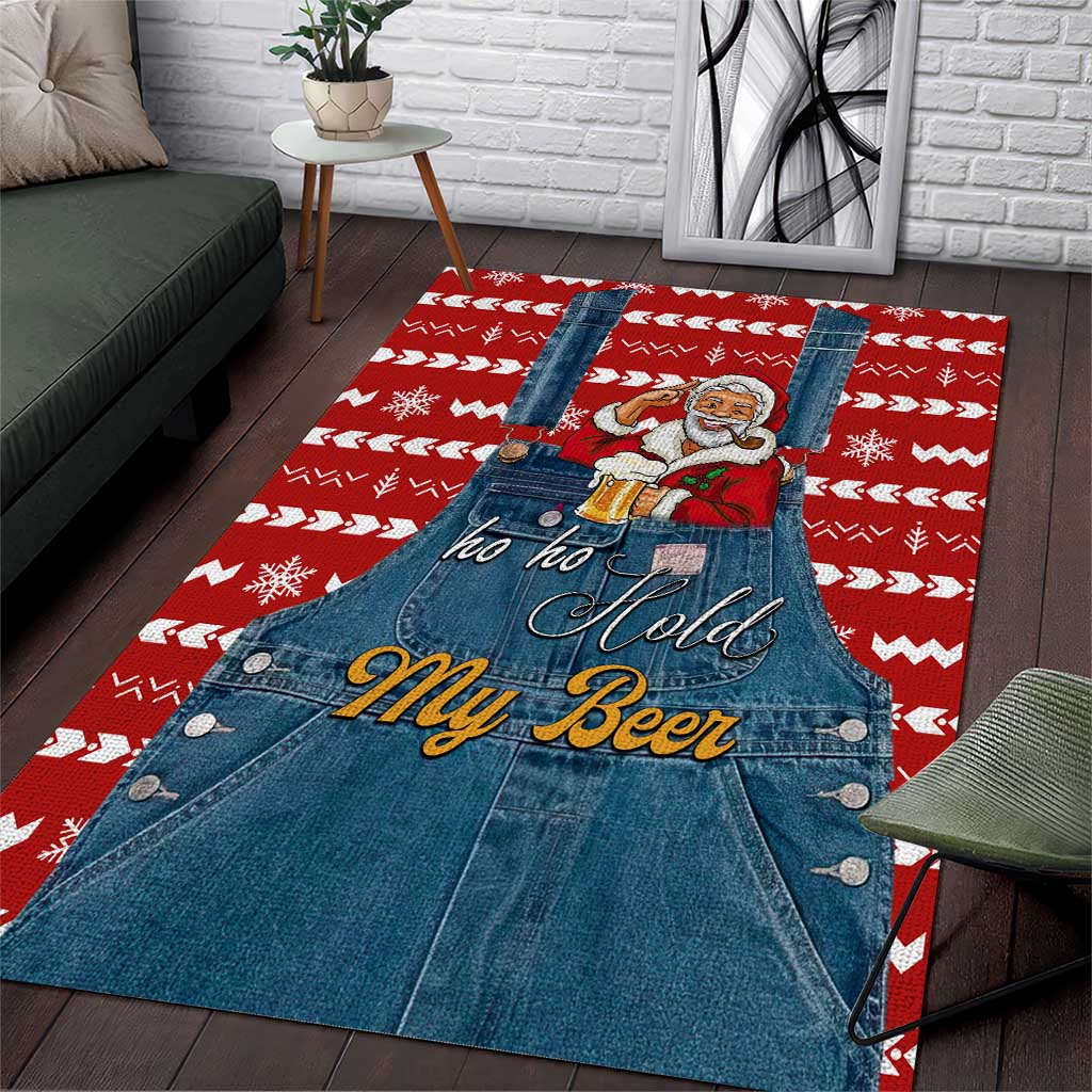 Ho Ho Hold My Beer Santa Christmas Design Area Rug Xmas Holiday Patterns - Wonder Print Shop