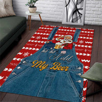 Ho Ho Hold My Beer Santa Christmas Design Area Rug Xmas Holiday Patterns - Wonder Print Shop