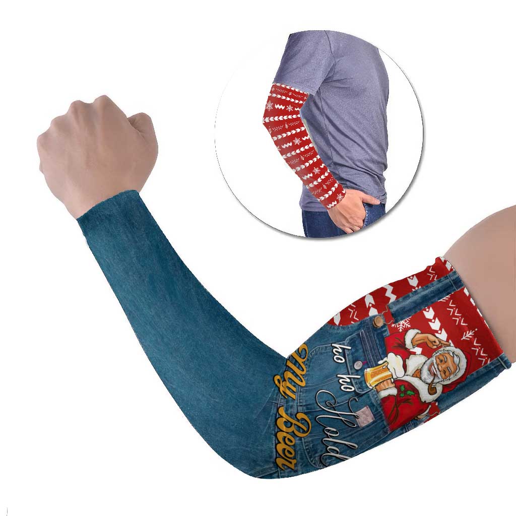 Ho Ho Hold My Beer Santa Christmas Design Arm Sleeves Xmas Holiday Patterns - Wonder Print Shop