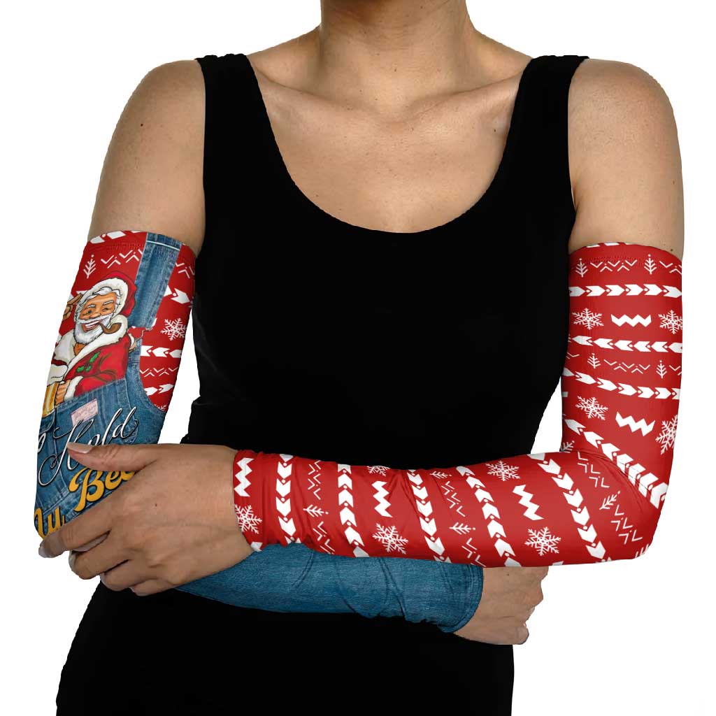 Ho Ho Hold My Beer Santa Christmas Design Arm Sleeves Xmas Holiday Patterns - Wonder Print Shop