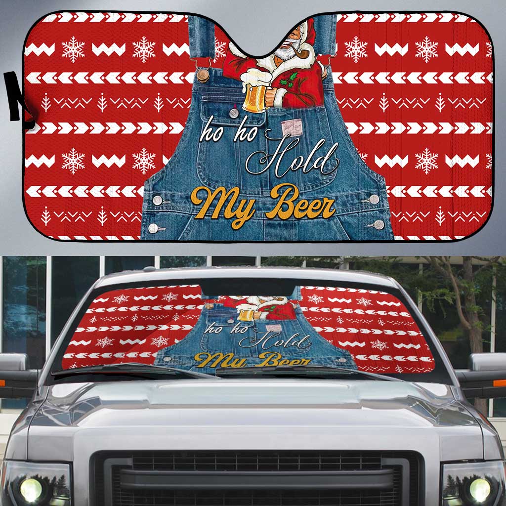 Ho Ho Hold My Beer Santa Christmas Design Auto Sun Shade Xmas Holiday Patterns - Wonder Print Shop