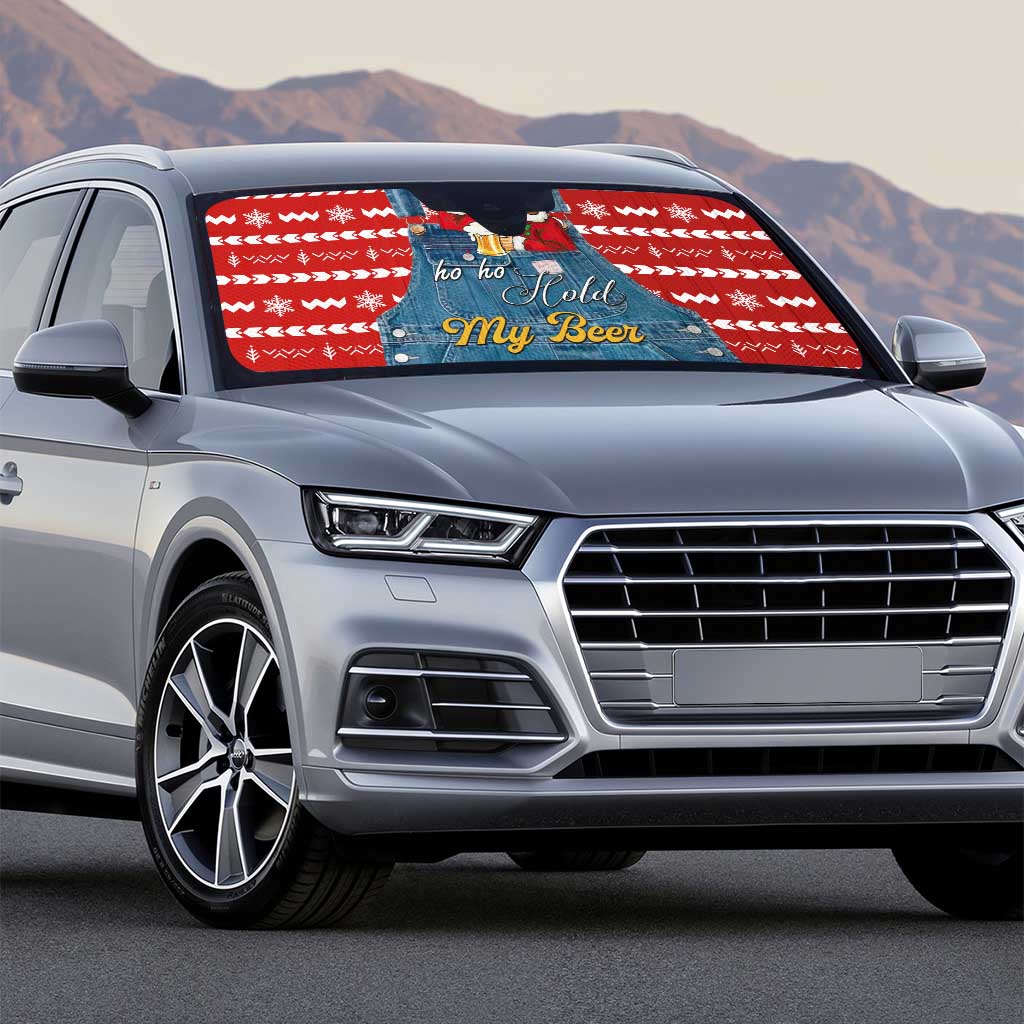 Ho Ho Hold My Beer Santa Christmas Design Auto Sun Shade Xmas Holiday Patterns - Wonder Print Shop