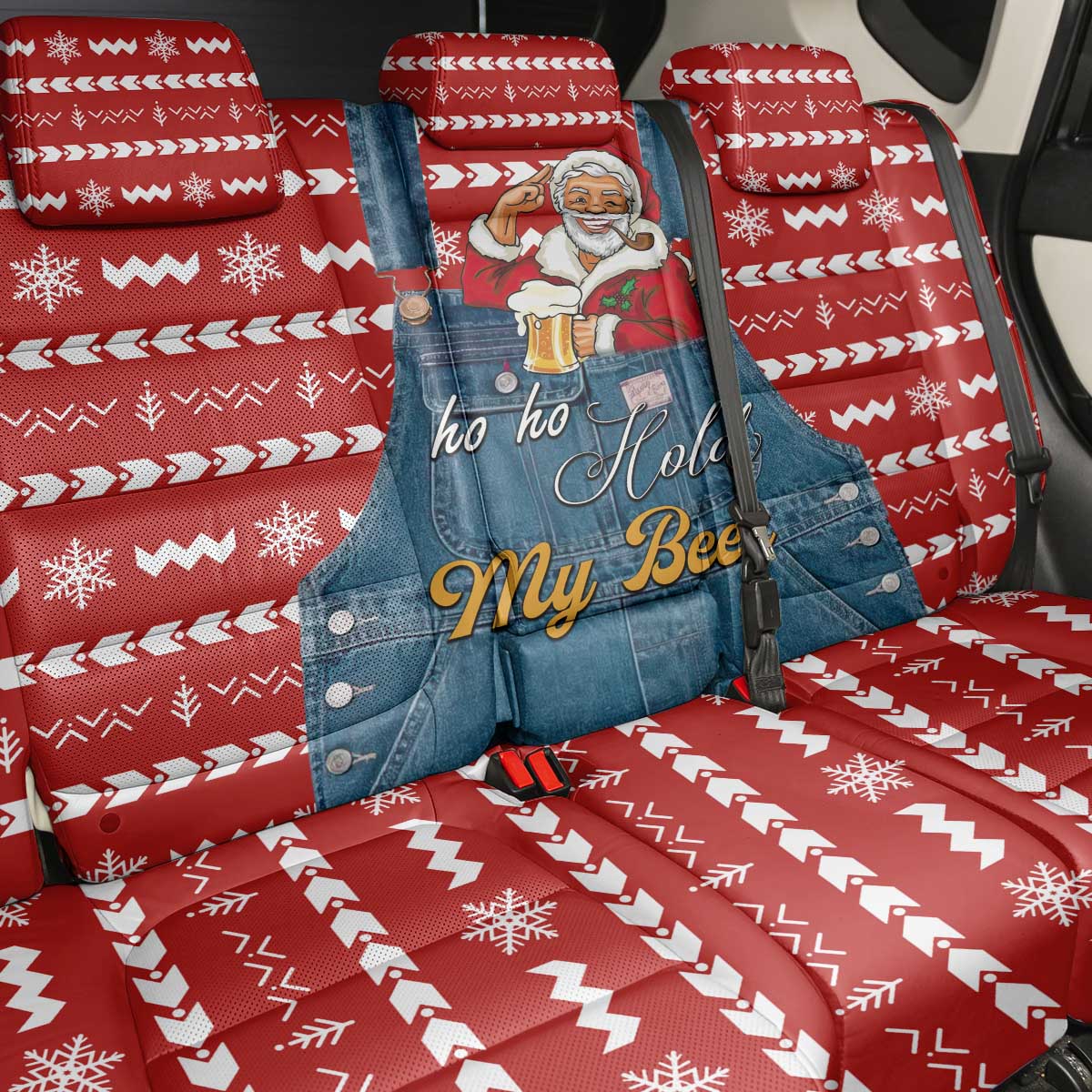 Ho Ho Hold My Beer Santa Christmas Design Back Car Seat Cover Xmas Holiday Patterns - Wonder Print Shop