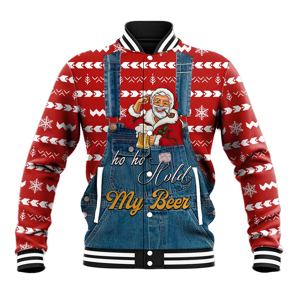 Ho Ho Hold My Beer Santa Christmas Design Baseball Jacket Xmas Holiday Patterns - Wonder Print Shop