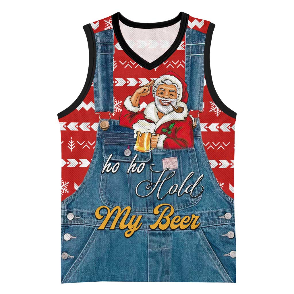 Ho Ho Hold My Beer Santa Christmas Design Basketball Jersey Xmas Holiday Patterns - Wonder Print Shop