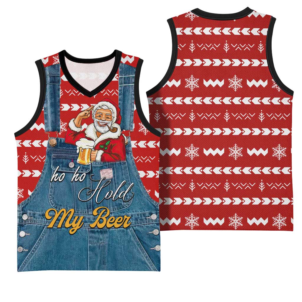 Ho Ho Hold My Beer Santa Christmas Design Basketball Jersey Xmas Holiday Patterns - Wonder Print Shop