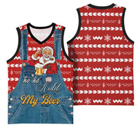 Ho Ho Hold My Beer Santa Christmas Design Basketball Jersey Xmas Holiday Patterns - Wonder Print Shop