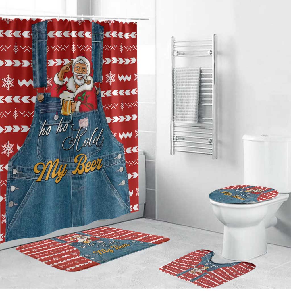 Ho Ho Hold My Beer Santa Christmas Design Bathroom Set Xmas Holiday Patterns - Wonder Print Shop