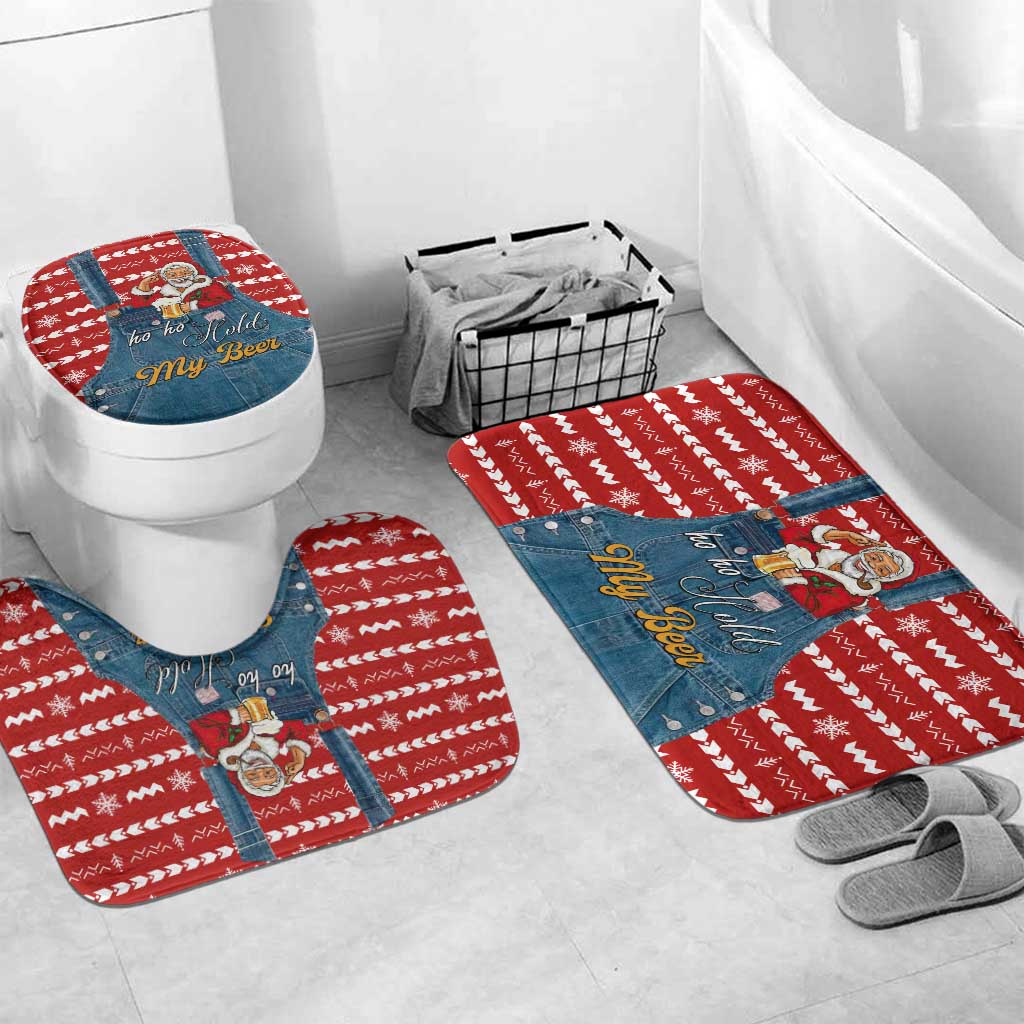 Ho Ho Hold My Beer Santa Christmas Design Bathroom Set Xmas Holiday Patterns - Wonder Print Shop