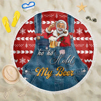 Ho Ho Hold My Beer Santa Christmas Design Beach Blanket Xmas Holiday Patterns - Wonder Print Shop