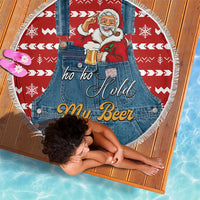 Ho Ho Hold My Beer Santa Christmas Design Beach Blanket Xmas Holiday Patterns - Wonder Print Shop