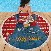 Ho Ho Hold My Beer Santa Christmas Design Beach Blanket Xmas Holiday Patterns - Wonder Print Shop