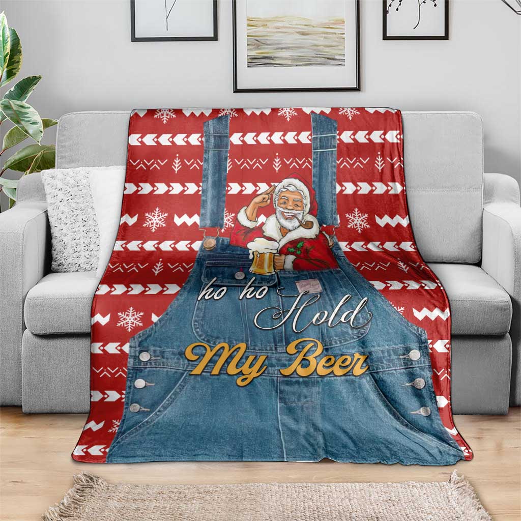 Ho Ho Hold My Beer Santa Christmas Design Blanket Xmas Holiday Patterns - Wonder Print Shop
